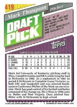 1993 Topps #419 Mark Thompson Back