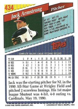 1993 Topps #434 Jack Armstrong Back