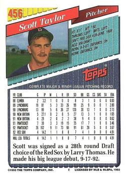 1993 Topps #456 Scott Taylor Back