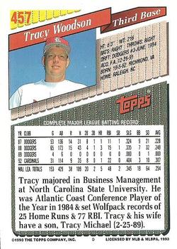 1993 Topps #457 Tracy Woodson Back