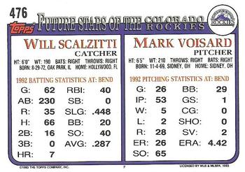 1993 Topps #476 Mark Voisard / Will Scalzitti Back