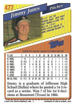 1993 Topps #477 Jimmy Jones Back
