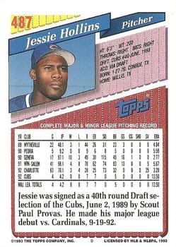 1993 Topps #487 Jessie Hollins Back