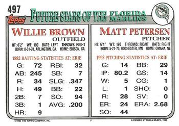 1993 Topps #497 Matt Petersen / Willie Brown Back