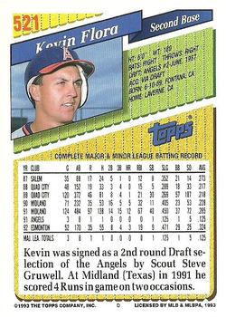 1993 Topps #521 Kevin Flora Back