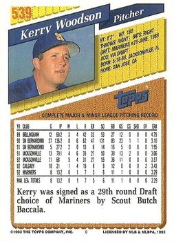 1993 Topps #539 Kerry Woodson Back