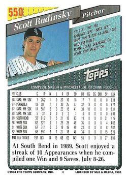 1993 Topps #550 Scott Radinsky Back
