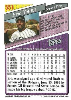 1993 Topps #551 Eric Young Back