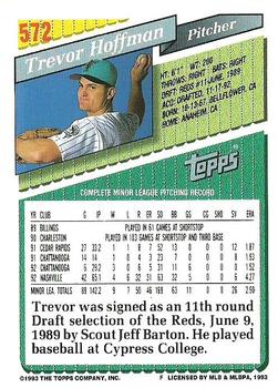 1993 Topps #572 Trevor Hoffman Back