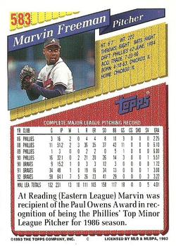 1993 Topps #583 Marvin Freeman Back