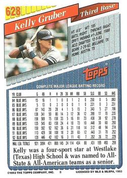 1993 Topps #628 Kelly Gruber Back