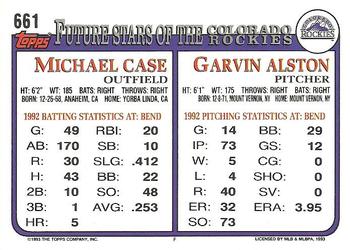 1993 Topps #661 Garvin Alston / Michael Case Back