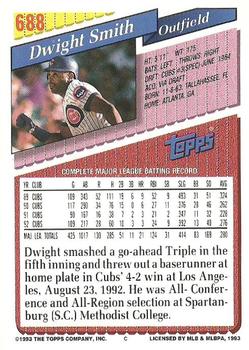 1993 Topps #688 Dwight Smith Back