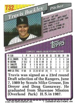 1993 Topps #732 Travis Buckley Back
