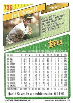 1993 Topps #736 Jeff Russell Back