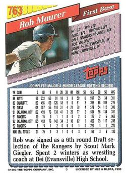 1993 Topps #763 Rob Maurer Back