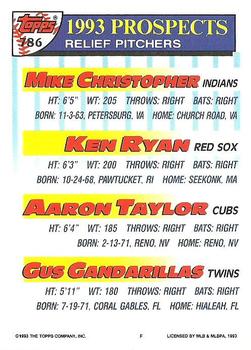 1993 Topps #786 Mike Christopher / Ken Ryan / Aaron Taylor / Gus Gandarillas Back