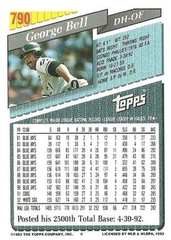 1993 Topps #790 George Bell Back