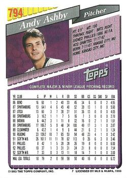 1993 Topps #794 Andy Ashby Back