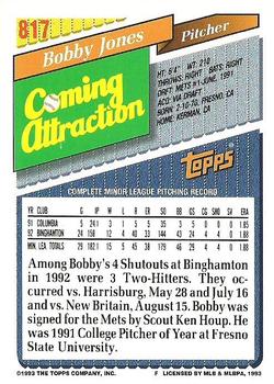 1993 Topps #817 Bobby Jones Back