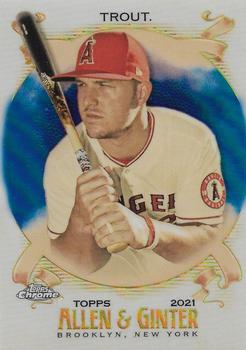 2021 Topps Allen & Ginter Chrome - Blue Refractor #32 Mike Trout Front