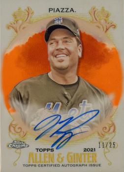2021 Topps Allen & Ginter Chrome - Autographs Orange Refractor #AGA-MP Mike Piazza Front