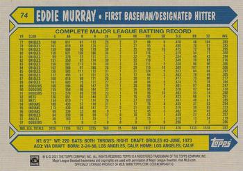 2021 Topps All-Star Rookie Cup #74 Eddie Murray Back