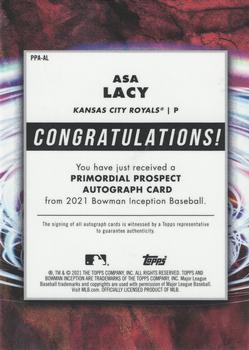 2021 Bowman Inception - Primordial Prospects Autographs #PPA-AL Asa Lacy Back