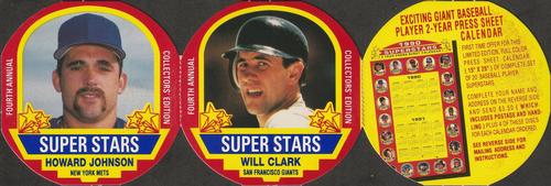 1990 MSA Super Stars Discs - Panels #1-2 Will Clark / Howard Johnson Front