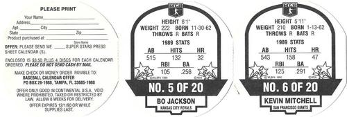 1990 MSA Super Stars Discs - Panels #5-6 Bo Jackson / Kevin Mitchell Back