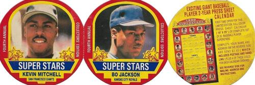 1990 MSA Super Stars Discs - Panels #5-6 Bo Jackson / Kevin Mitchell Front