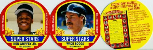 1990 MSA Super Stars Discs - Panels #7-8 Wade Boggs / Ken Griffey Jr. Front