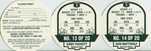 1990 MSA Super Stars Discs - Panels #13-14 Kirby Puckett / Don Mattingly Back