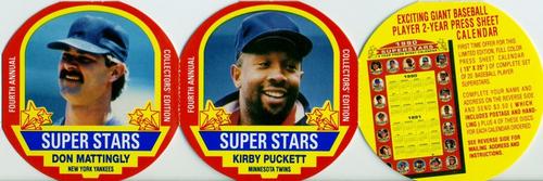 1990 MSA Super Stars Discs - Panels #13-14 Kirby Puckett / Don Mattingly Front