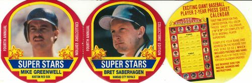 1990 MSA Super Stars Discs - Panels #17-18 Bret Saberhagen / Mike Greenwell Front