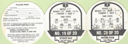 1990 MSA Super Stars Discs - Panels #19-20 Steve Sax / Nolan Ryan Back
