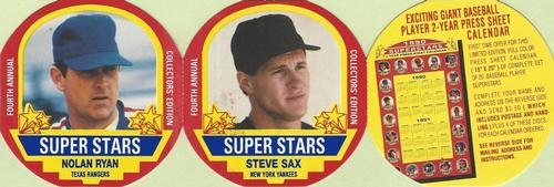 1990 MSA Super Stars Discs - Panels #19-20 Steve Sax / Nolan Ryan Front