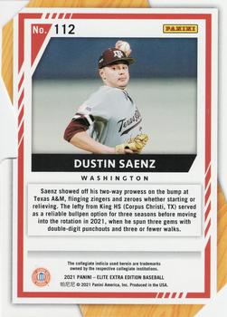 2021 Panini Elite Extra Edition - Prime Numbers Gold Die Cut #112 Dustin Saenz Back