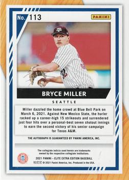 2021 Panini Elite Extra Edition - Signatures Blue #113 Bryce Miller Back