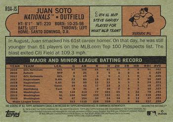 2021 Topps Heritage - Real One Autographs High Number #ROA-JS Juan Soto Back