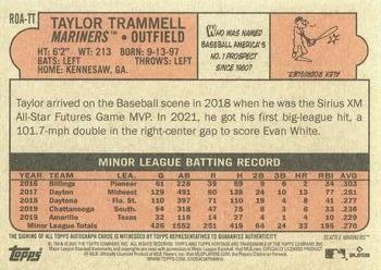2021 Topps Heritage - Real One Autographs High Number #ROA-TT Taylor Trammell Back