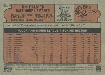 2021 Topps Heritage - Real One Autographs Special Edition Red Ink High Number #ROA-JP Jim Palmer Back