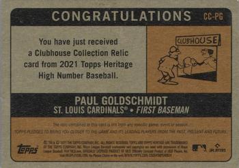 2021 Topps Heritage - Clubhouse Collection Relics Gold High Number #CC-PG Paul Goldschmidt Back