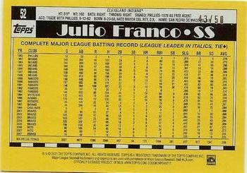 2021 Topps All-Star Rookie Cup - Gold Foil #52 Julio Franco Back