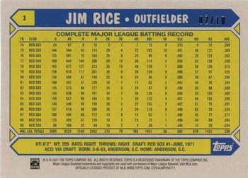 2021 Topps All-Star Rookie Cup - Black Foil #1 Jim Rice Back