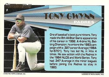 1993 Topps - Black Gold #8 Tony Gwynn Back