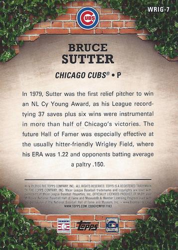 2016 Topps 100 Years at Wrigley Field 5x7 #WRIG-7 Bruce Sutter Back