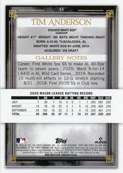 2021 Topps Gallery #11 Tim Anderson Back