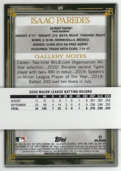 2021 Topps Gallery #25 Isaac Paredes Back