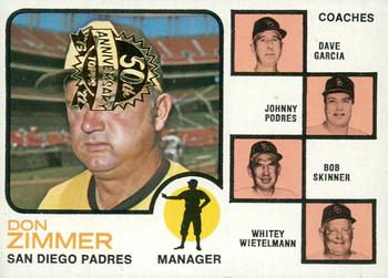 2022 Topps Heritage - 50th Anniversary Buybacks #12 Padres Field Leaders (Don Zimmer / Dave Garcia / Johnny Podres / Bob Skinner / Whitey Wietelmann) Front